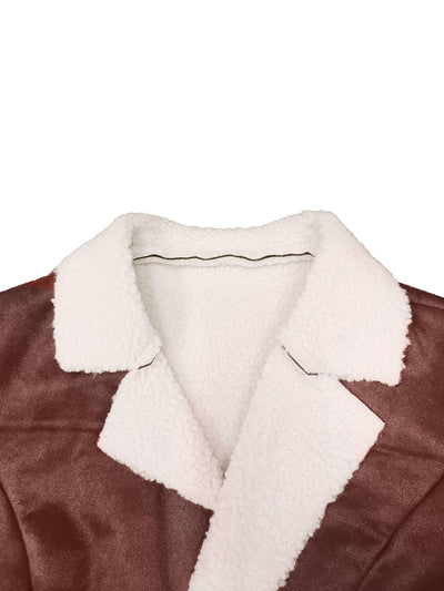 Cold-proof Warm Leather And Velvet Integrated Turn-down Collar Coat